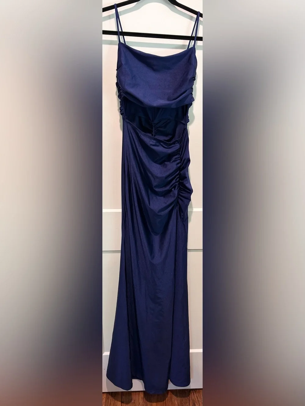 Windsor Cobalt Blue Cutout Ruched Maxi Dress XS Formal Wedding Guest Prom Gown - Picture 2 of 8